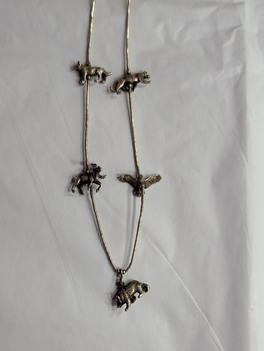 Sterling Silver Animal Charm Necklace with Multiple Charms